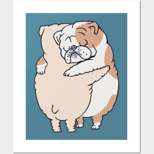 English Bulldog Hugs Posters and Art